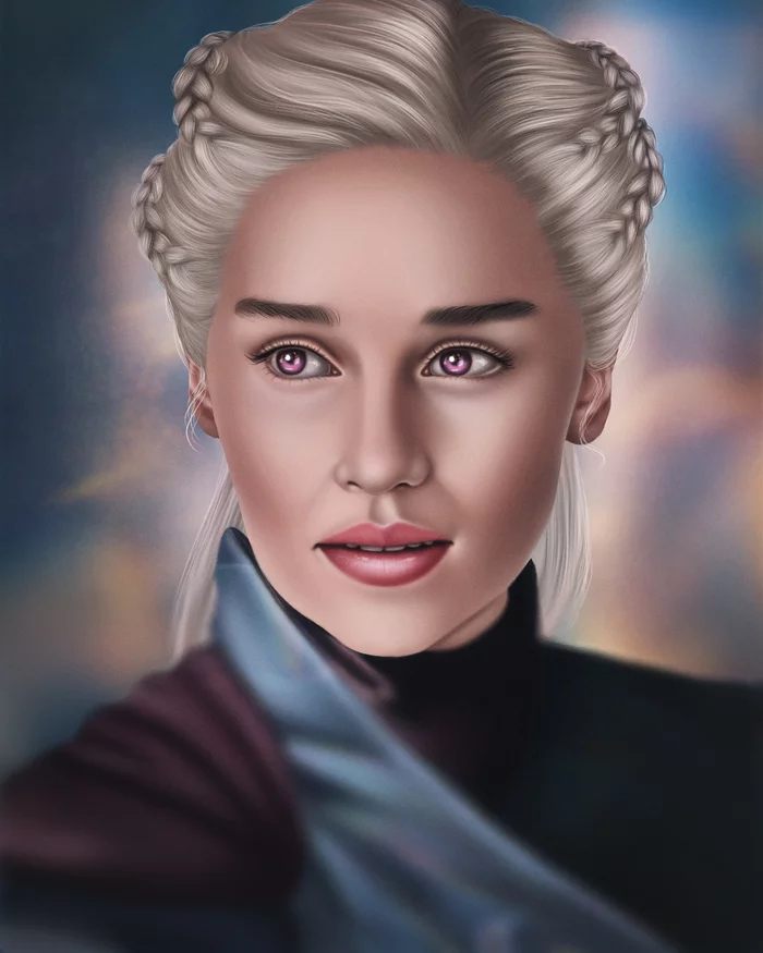 Denis + process - My, Art, Portrait, Game of Thrones, Daenerys Targaryen, Video, Longpost