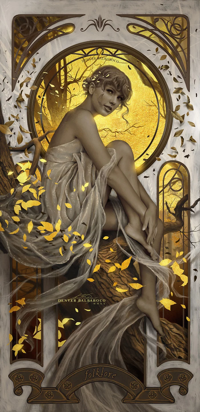 Golden leaves - Drawing, Girls, The singers, Taylor Swift, Leaves, Art, Denver Balbaboco