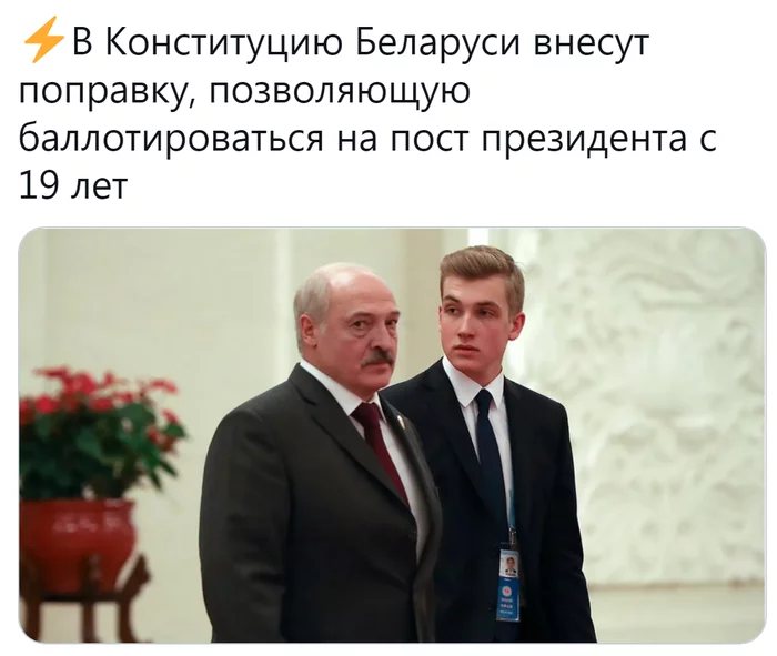 But only if there are recommendations from the current president! - IA Panorama, Fake news, Humor, Republic of Belarus, Constitution, Amendments, The president, Screenshot, , Nikolay Lukashenko, Alexander Lukashenko