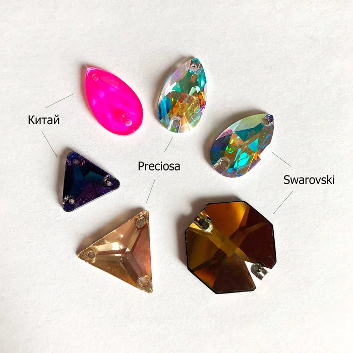 Austria, Czech Republic, China - comparison of crystal inserts (part 2) - My, Swarovski, Swarovski, Creation, Handmade, Materials for needlework, Rhinestones, Useful, Longpost