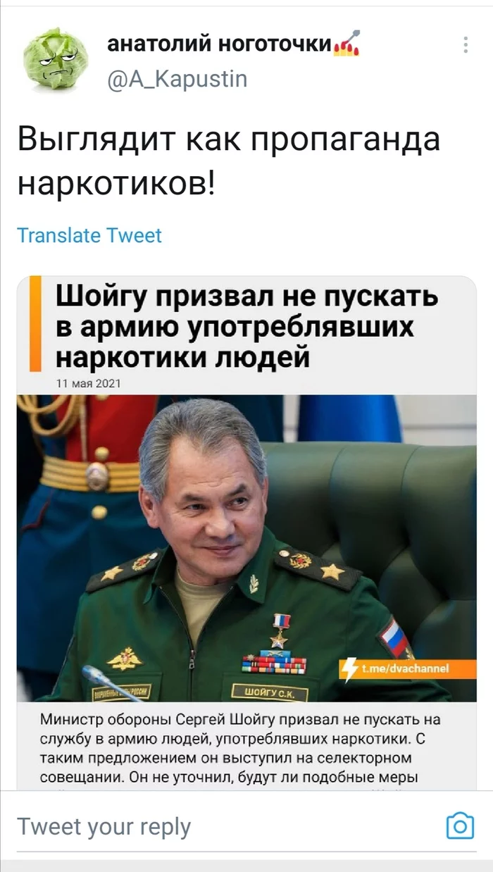 The first step towards a contract army - Sergei Shoigu, Drugs, The appeal, Repeat, Screenshot, Army, Politics