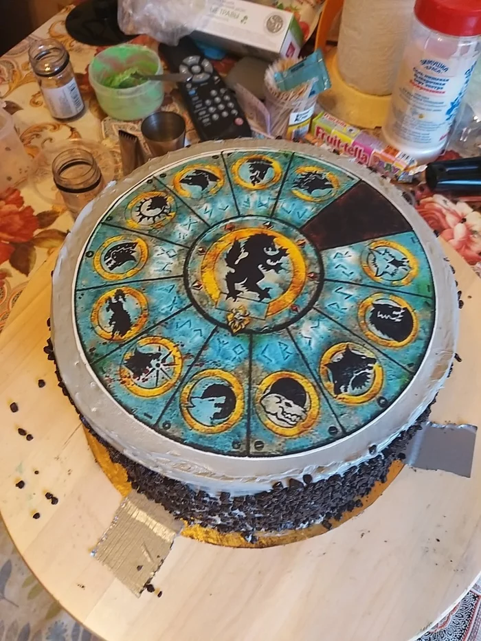 Cake for a friend - fan of Warhammer 40k - My, Chocolate cake, Warhammer 40k, Space wolves, Alpha-legion, Photo printing, Longpost