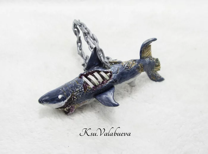 shark zombie - My, Polymer clay, Needlework, With your own hands, Animals, Sculpture, Art, Longpost, Shark, Zombie, , Needlework with process