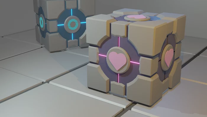 Cube Companion - My, 3D modeling, Portal 2, Portal, Cube Companion, Blender