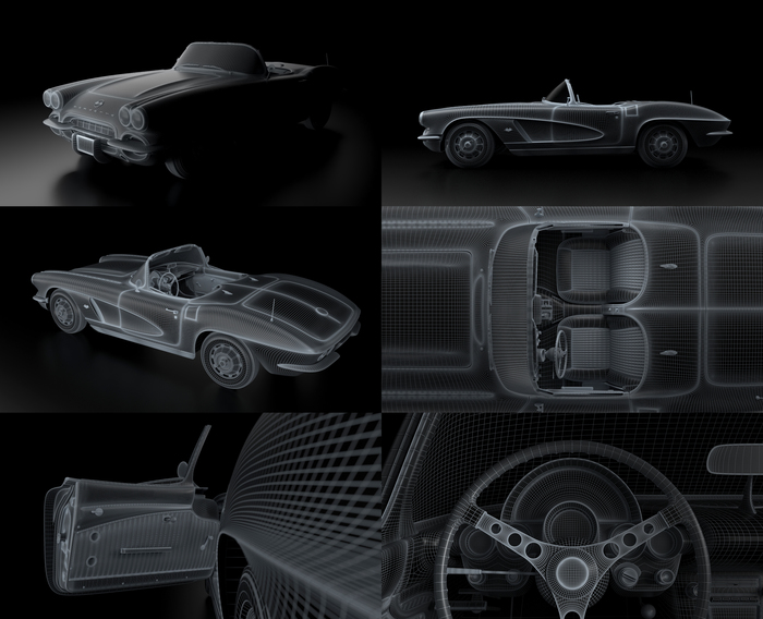 Chevrolet Corvette C1 1962 Chevrolet, Chevrolet corvette, 1962, C1, Компьютерная графика, 3D моделирование, 3D графика, 3DS max, Авто, Длиннопост