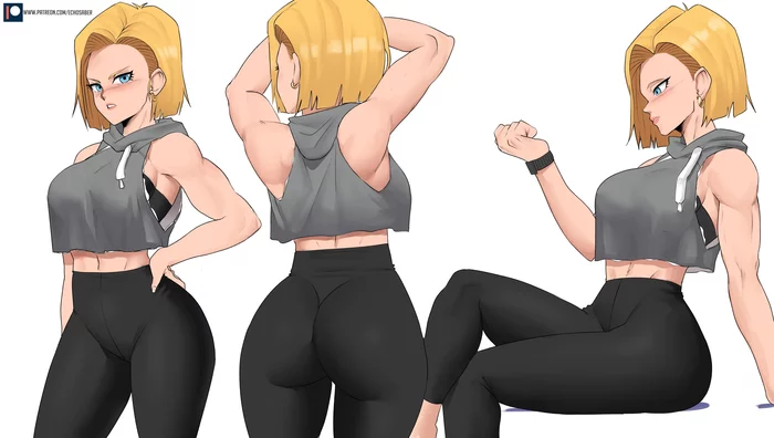 Android 18 - NSFW, Strong girl, Art, Muscleart, Android 18, Dragon ball, Anime, Anime art, Girls, , Booty, Echosaber1