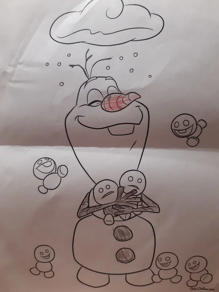 Coloring - My, Coloring, Colour pencils, Olaf, snowman, Cold heart