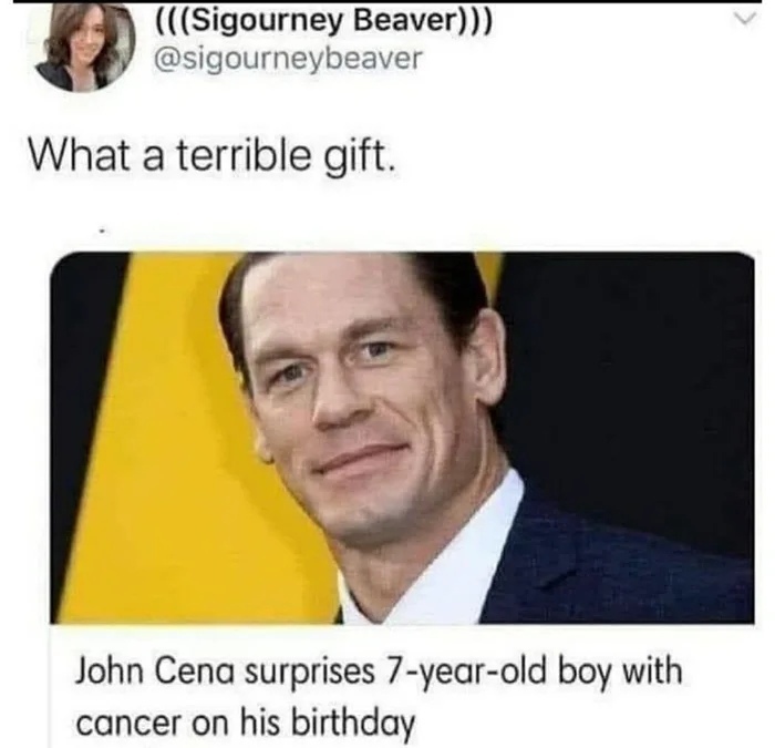 What a terrible gift - Black humor, Twitter, John Cena