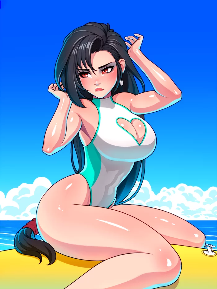 Tifa - NSFW, Strong girl, Art, Muscleart, Tifa lockhart, Final Fantasy, Final fantasy vii, Girls, Swimsuit, , Ronindude, Longpost