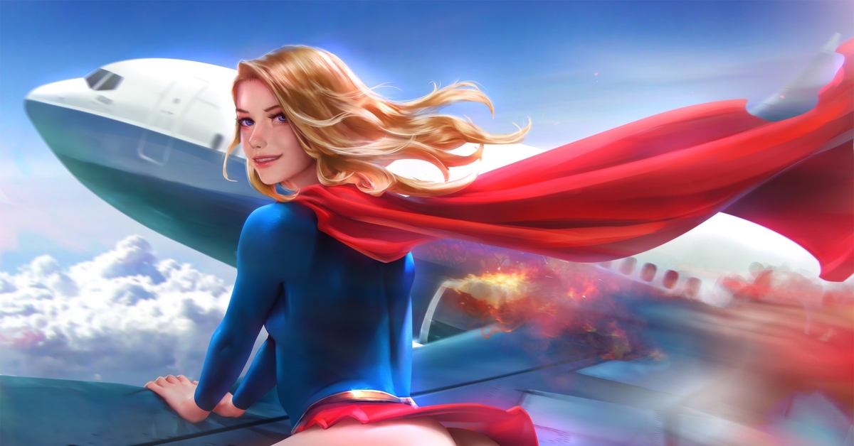 SuperGirl (addition) - NSFW, Art, Drawing, Dc comics, Supergirl, Girls, Erotic, Hand-drawn erotica, Booty, , Labia, Clitoris, Without underwear, Upskirt, Back view, Pin up, Superheroes, Demonlorddante