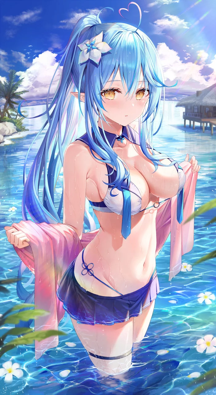 Yukihana lamy - NSFW, Hololive, Virtual youtuber, Yukihana lamy, Anime art, Anime, Swimsuit