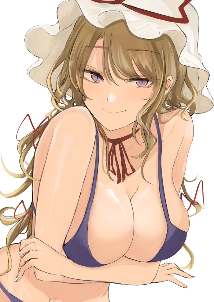 Yakumo Yukari - NSFW, Touhou, Yakumo Yukari, Anime Art, Аниме, Ne kuro, Купальник, Сиськи