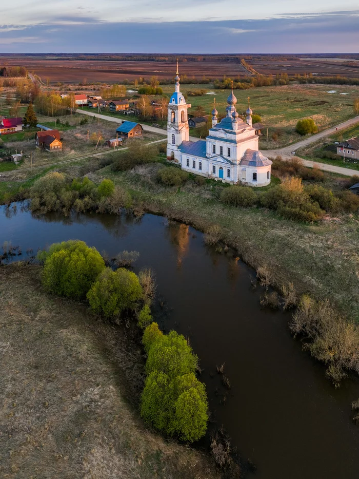 Савинское - Моё, Храм, Фотография, Пейзаж, Аэросъемка, DJI, Архитектура, Село, Ярославская область, , Золотое Кольцо России, Восход, Река, Весна