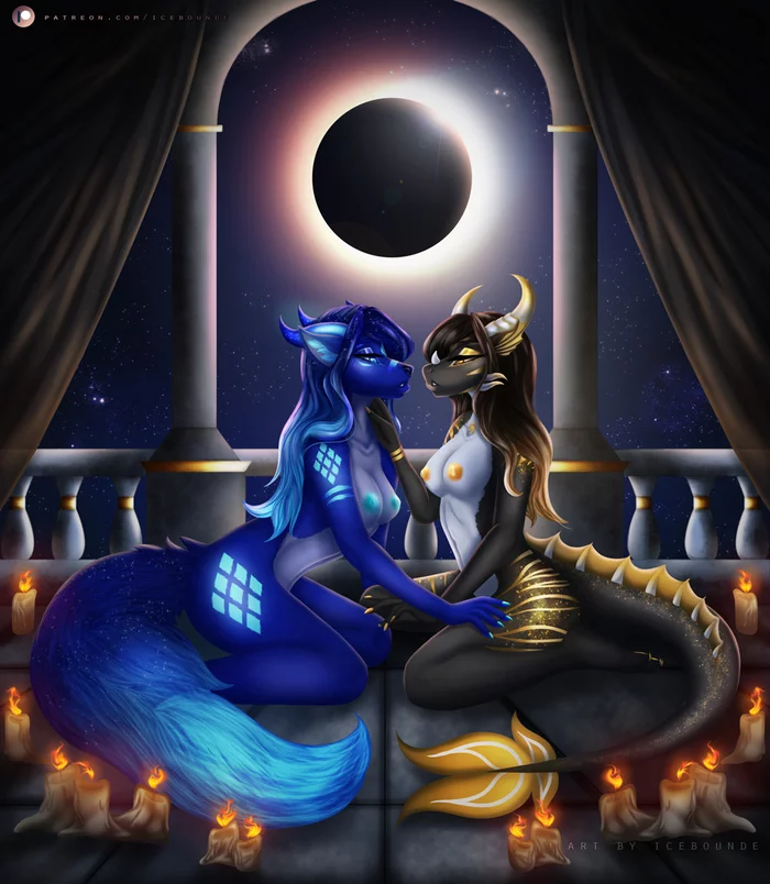 Затмение - NSFW, Фурри, Антро, Арт, Furotica, Furry Lesbian, Furry scalie, Furry Dragon, Furry Canine, , Icebounde