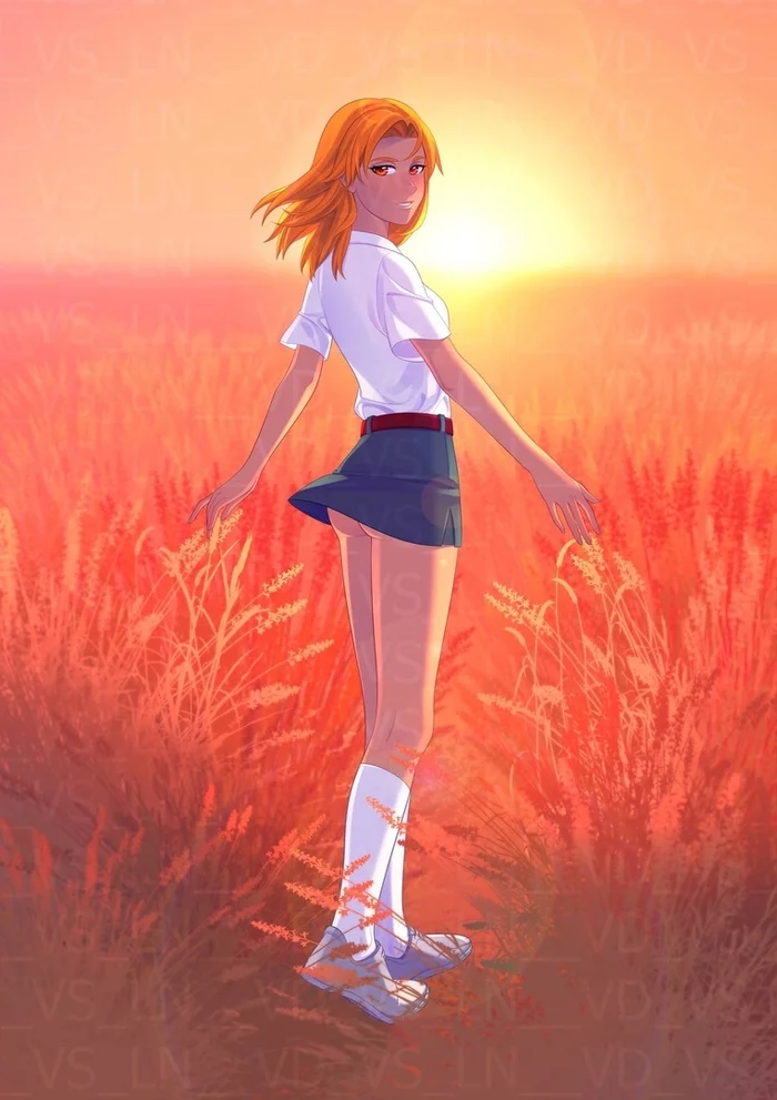 The clouds clung to the ground as if they were beloved... - Endless summer, Visual novel, Alisa Dvachevskaya, Art, Fan art