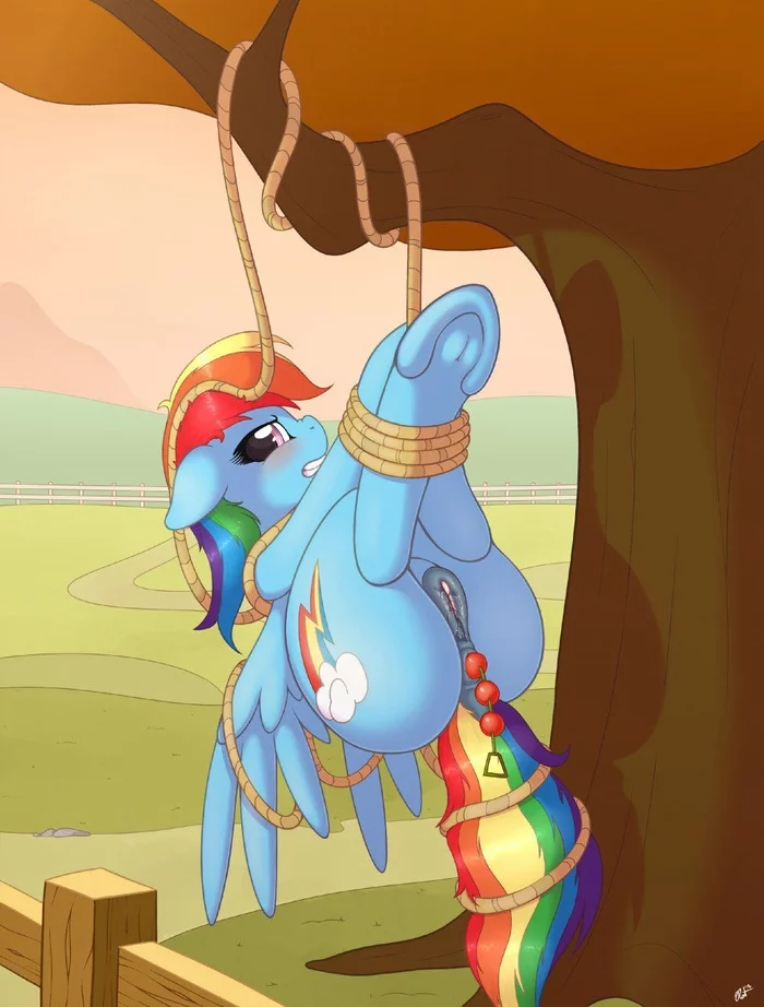 Wasted - NSFW, My little pony, PonyArt, MLP Explicit, Rainbow dash, balls, Binding, MLP anatomically correct