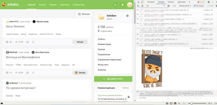 Злой печенюг - Пикабу, IT юмор, Консоль браузера
