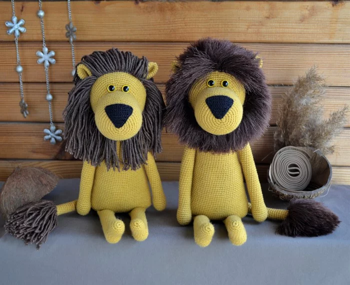 Lions knitted - My, Knitted toys, Amigurumi, a lion, Needlework without process, Video, Longpost