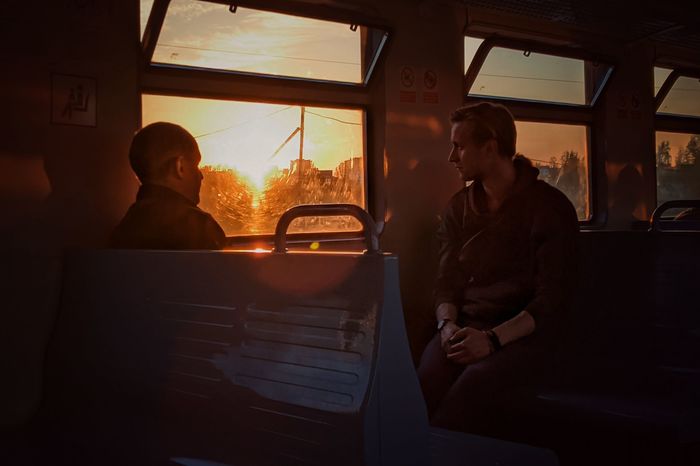 Sunset in the windows - Mobile photography, Sunset, Train, Street photography, The photo, My