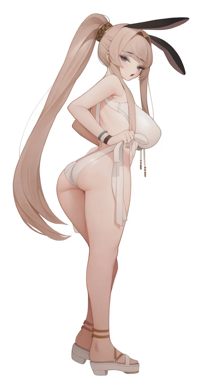 Bunny - NSFW, Anime, Anime art, Anime original, Art, Girls, Bunny ears, Hand-drawn erotica, Breast, , Booty, Stockings, Pantsu, Longpost