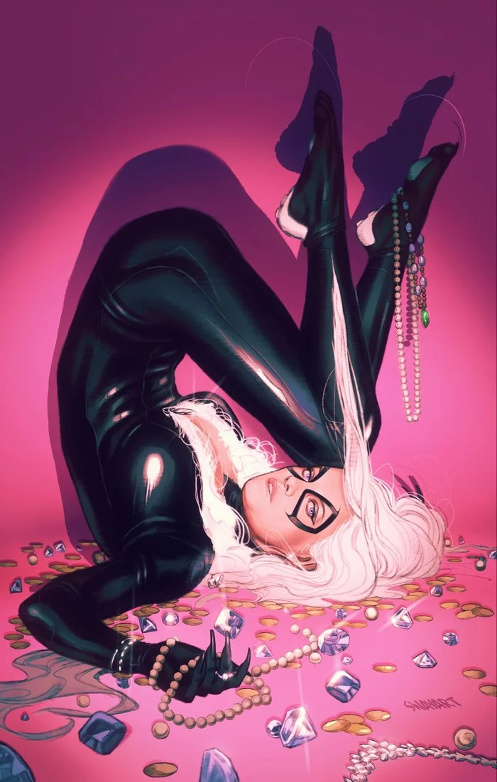 Чёрная Кошка - Рисунок, Marvel, Black Cat, Девушки, Драгоценности, Драгоценные камни, Фелиция Харди, Арт