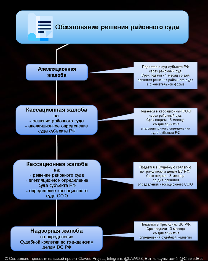 Обжалование решения районного суда. Инстанции