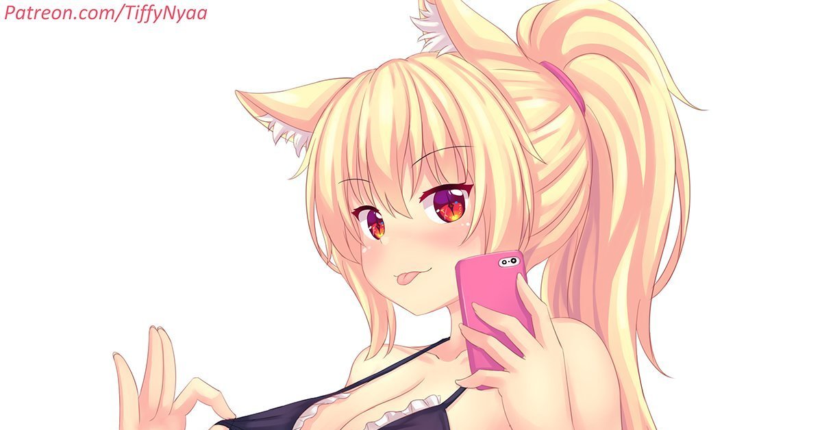 Zhmotin) - NSFW, Anime, Anime art, Anime original, Tiffy, Fastrunner2024, Animal ears, Breast, Tail, , Underwear