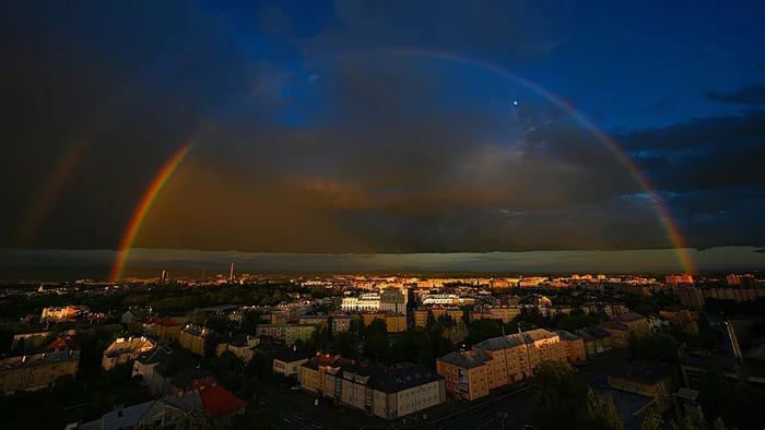 Радуга - Моё, Радуга, Двойная Радуга, Фотография, Город