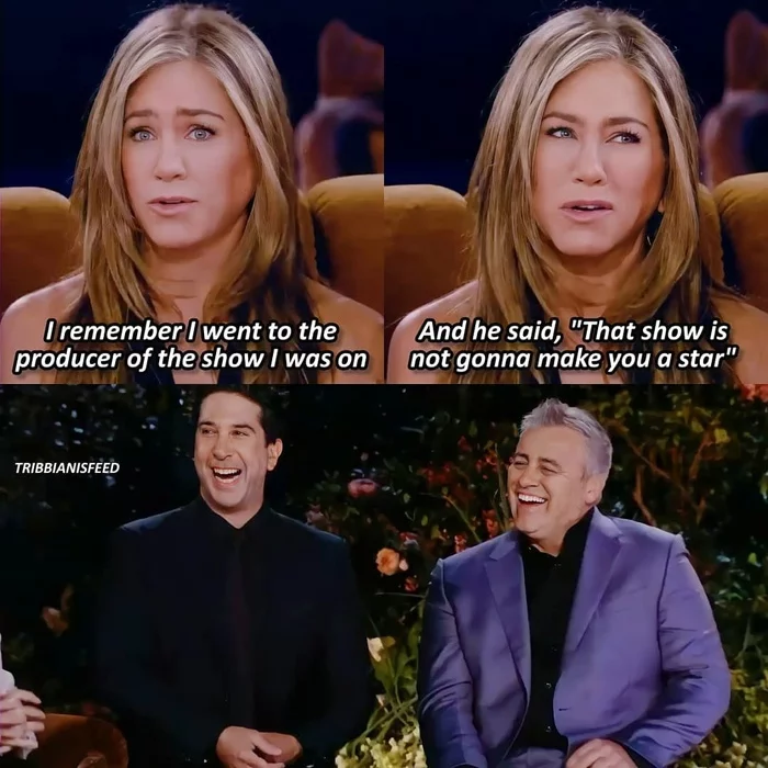 Jennifer Aniston and Producer - Jennifer Aniston, Actors and actresses, Celebrities, TV series Friends, Producer, Picture with text, Matt LeBlanc, David Schwimmer, , From the network, Humor, 90th