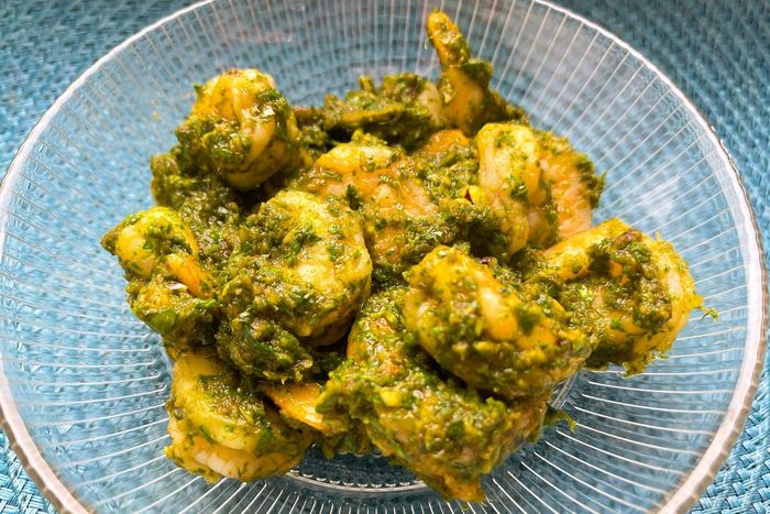 Shrimp in chimichurri sauce - My, Shrimps, Seafood, Food, Cooking, Nutrition, Preparation, Dish, Recipe, , Hastily, Quickly, Longpost