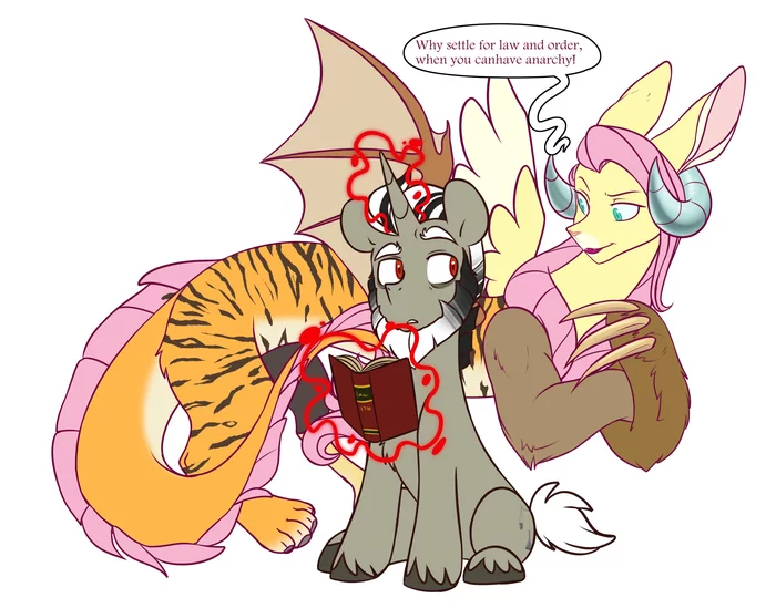 Why limit yourself to order and laws... - My little pony, Fluttershy, MLP Discord, Doodle-Mark