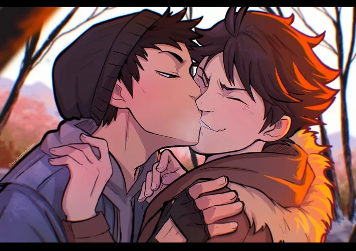 Come on, give me a peck - Anime, Anime art, Haikyuu!!, Shipping, Gays, Senen-Ay