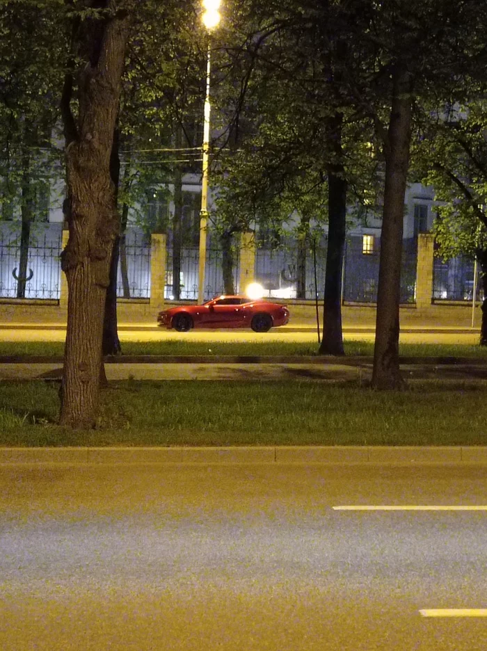 camaro, street, lamp - My, Auto, Night, Car, Chevrolet camaro, Sparrow Hills, Moscow, Photo on sneaker