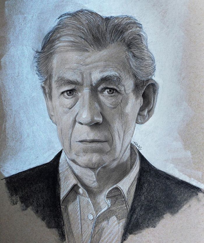 Ian McKellen - Drawing, Actors and actresses, Ian McKellen, Birthday, Art