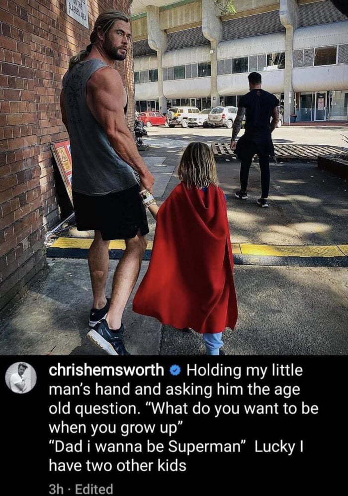 What do you want to be when you grow up! - Chris Hemsworth, Children, Question, Superman, Thor, Screenshot, Actors and actresses, Celebrities, , Parents and children
