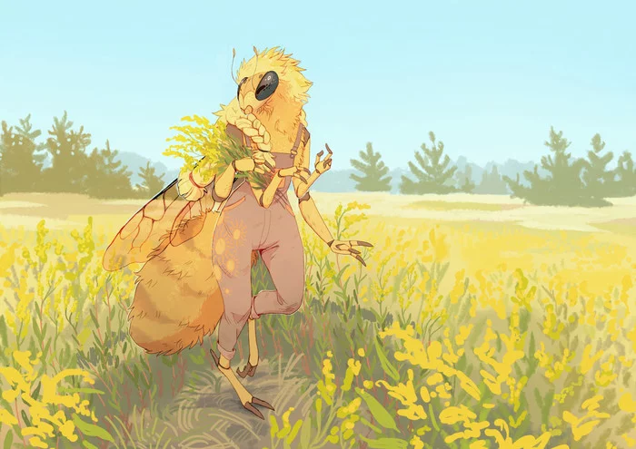 Во поле - Фурри, Furry Art, Furry insect, Пчелы, Поле