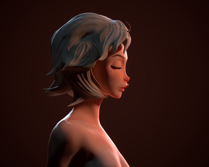 Blonde 3d - Моё, 3D, 3D моделирование, Стилизация, Девушки, Zbrush, Блондинка, Длиннопост