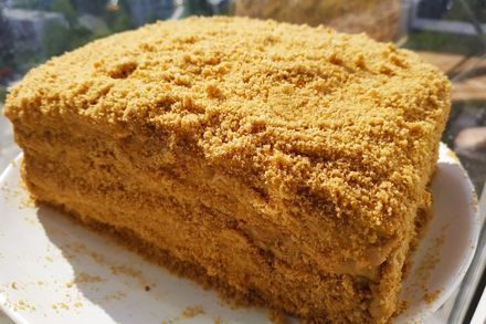 Cake Honey cake without dough rolling - My, Medovik, Cake, Sweets, Dessert, Recipe, Food, Cooking, Dish, , Bakery products, Nutrition, Yummy, Holidays, Festive table, Cream, Longpost