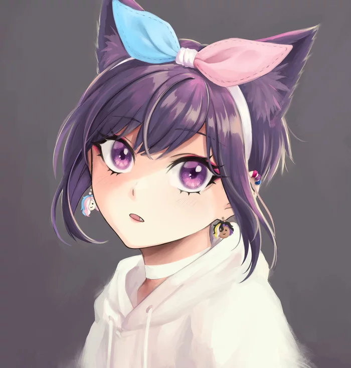 Catgirl - Anime, Anime art, Paxiti, Transgender, Choker, Anime original, Bisexuality, Longpost