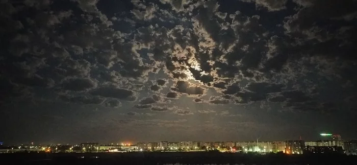 moon clouds - My, moon, Sky, Clouds, Night