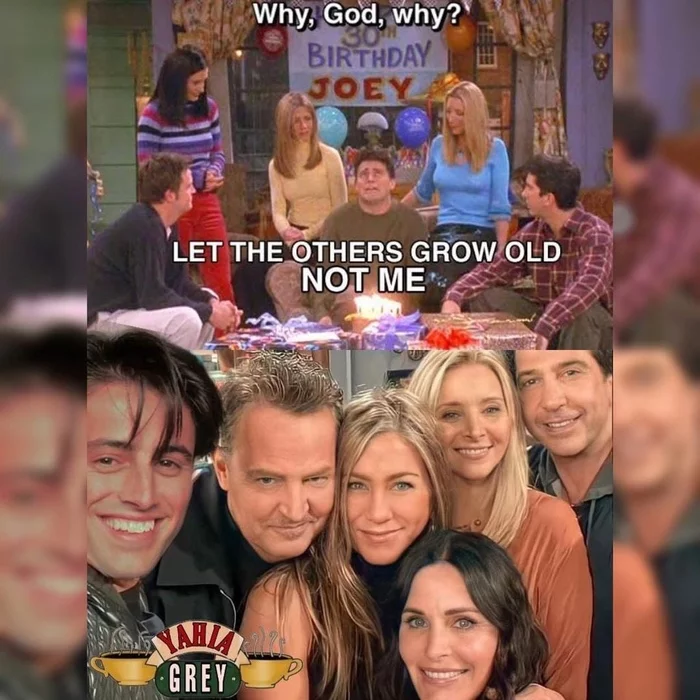 Joe finally agreed - TV series Friends, Matt LeBlanc, Matthew Perry, Jennifer Aniston, Courteney Cox, Lisa Kudrow, David Schwimmer, Actors and actresses, , Celebrities, Humor, From the network, Aging, Joey Tribbiani, Photoshop, 90th, Age