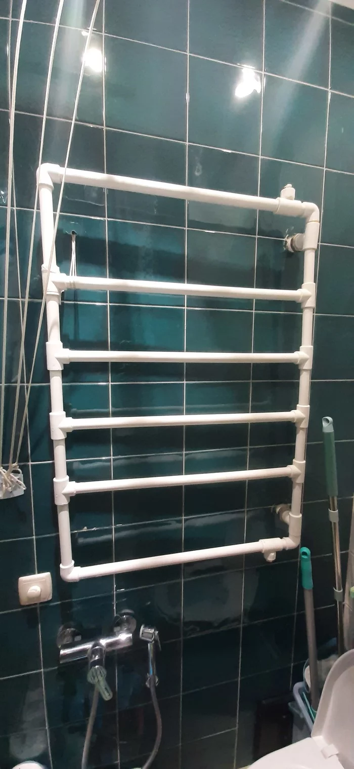 The answer to the post “Honey, why buy a heated towel rail ?! - My, Repair, Plumbing, Towel dryer, Straight arms, Well done, PPR, Reply to post, Longpost, Homemade, And so it will do, , With your own hands