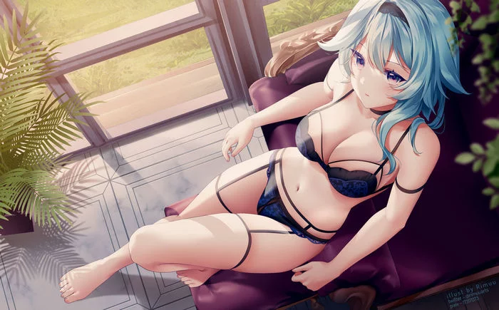 Eula - NSFW, Art, Anime art, Genshin impact, Games, Eula - Genshin Impact, Girls, Erotic, Underwear, , Breast, Rimuu, Eula (Genshin Impact)