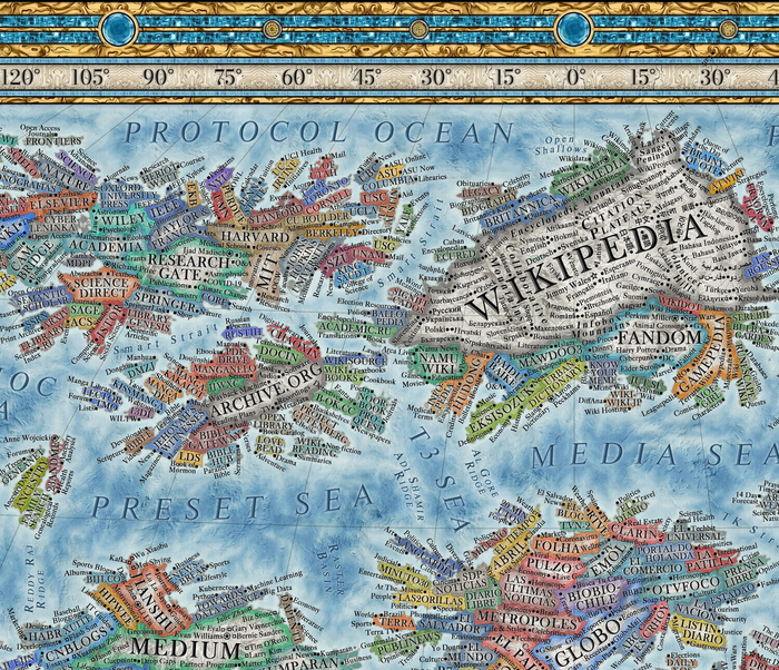 Континент соцсетей и полюс даркнета: художник из Словакии нарисовал «карту интернета», уместив на ней 3 тысячи сайтов. Пикабу тут тоже есть) Карты, Мир, Сайт, Длиннопост