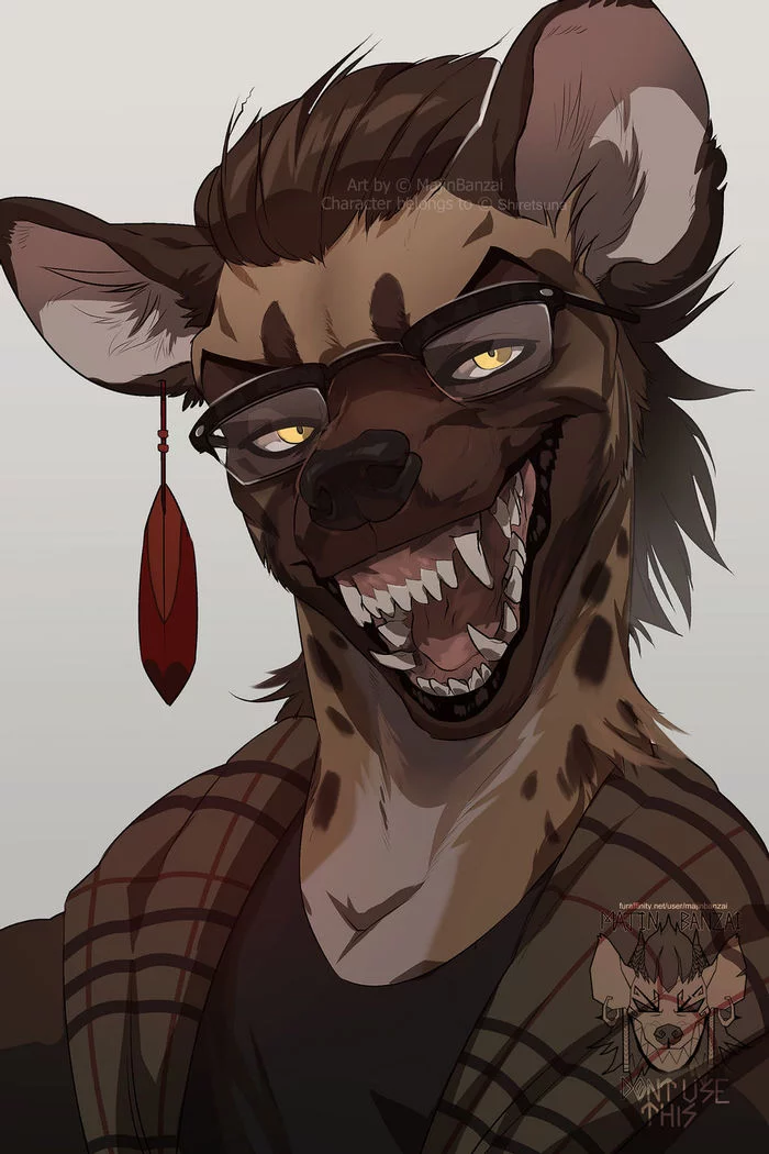 What are you talking about! - Furry, Art, Furry art, Furry canine, Furry hyena, Glasses, Majinbanzai