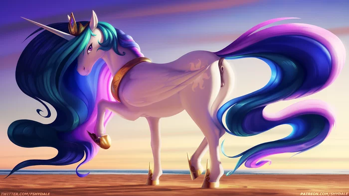 Ruler on the beach - NSFW, My little pony, PonyArt, MLP Explicit, MLP anatomically correct, Princess celestia, Shydale