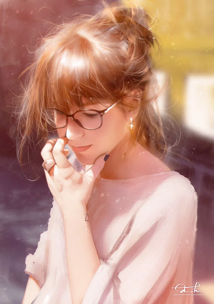 Pensiveness - Girls, beauty, Digital drawing, Art, Kittichai Rueangchaichan