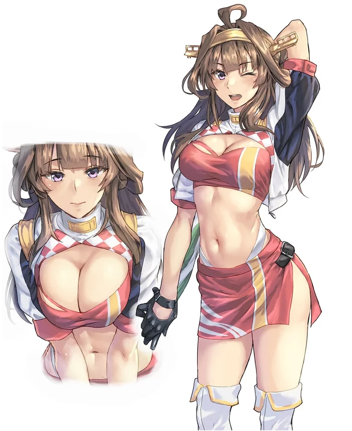 Kongou RQ - Kantai collection, Kongou, Anime, Anime art, Race Queen, Boobs