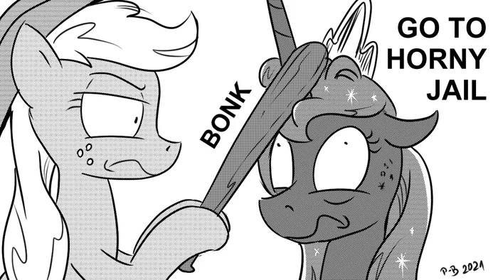 Bonk! - My little pony, Pony-Berserker, Applejack, Princess luna