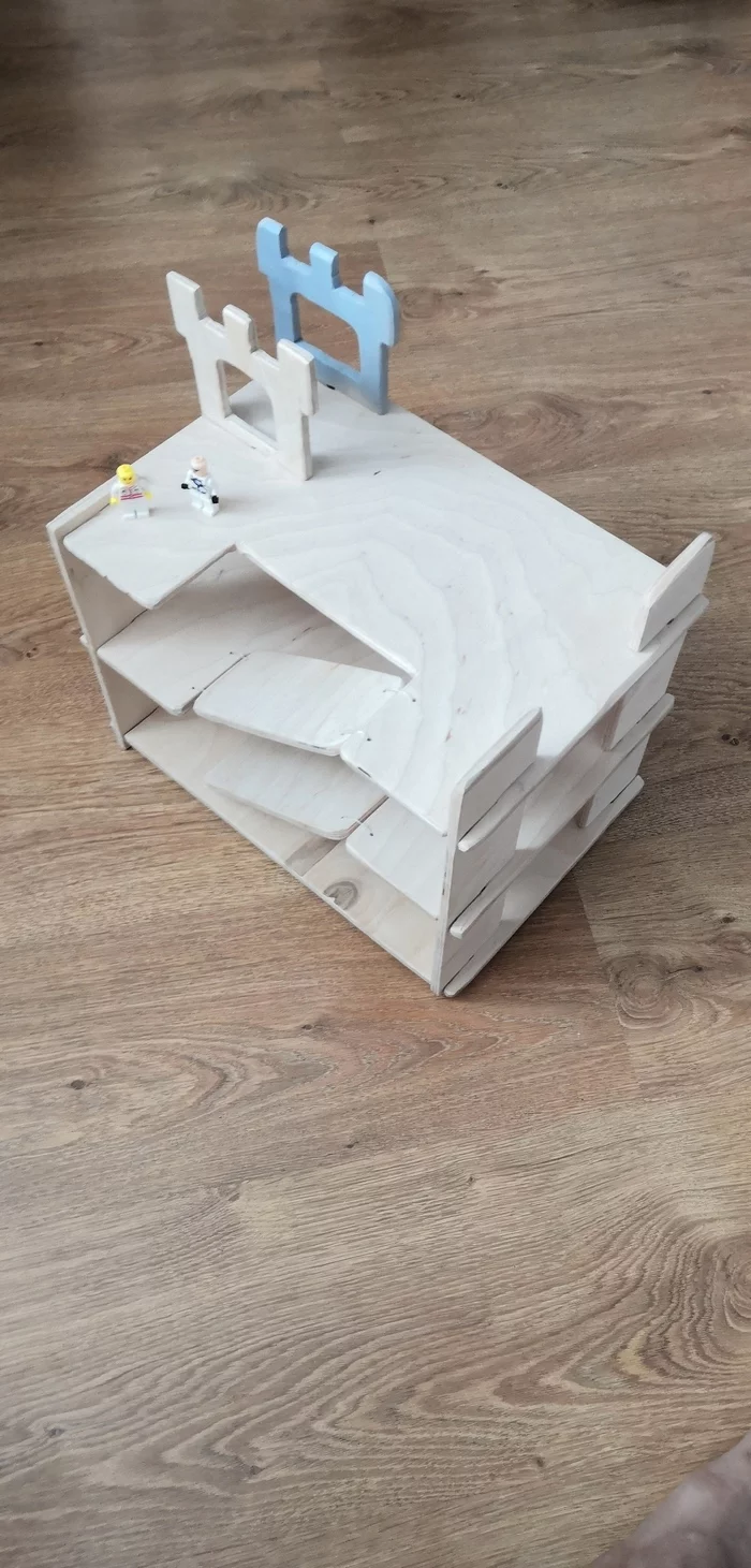 Made my son a parking-fortress - My, For children, Crafts, With your own hands, Parking, Fortress, Toys, Plywood, Longpost, Needlework without process